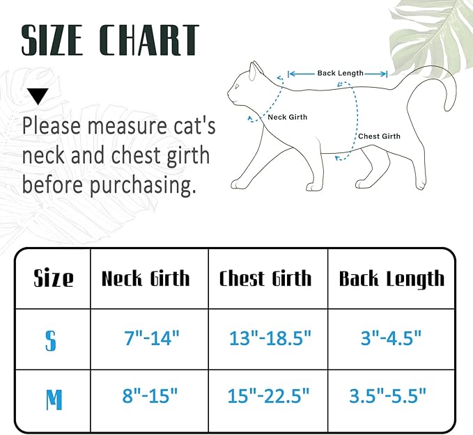 Supet Cat Harness and Leash Escape Proof for Walking, Adjustable Cat Vest Harness and Leash Set for Large and Small Kittens Dogs