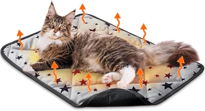 Self Warming Cat Bed Self Heating Dog Mat Star Pattern Warm Thermal Pet Pad Reflects Body Heat Washable Soft Puppy Crate Pad Anti Slip Kennel Mat Blanket for Indoor Pets(24 x 35 Inches)