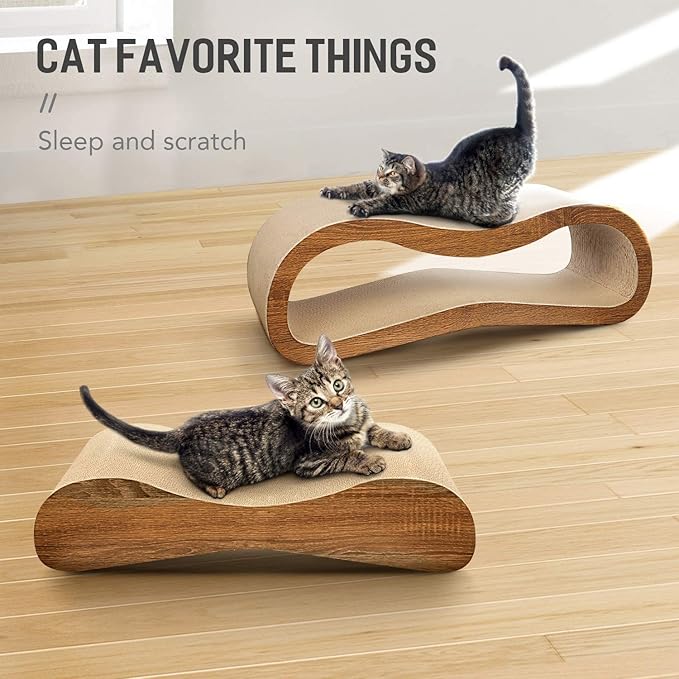 2 in 1 Cat Scratcher Cardboard Lounge Bed, Cat Scratching Board, Durable Board Pads Prevents Furniture Damage,Large