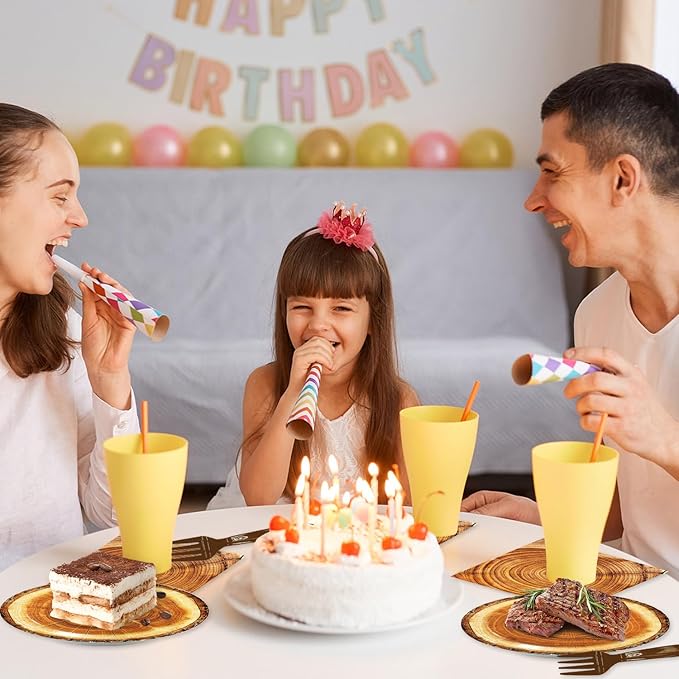 48Pcs Wood Grain Slice Party Decorations Camping Hunting Tableware Set Disposable Wood Plates Napkins Forks Serves 16 Rustic Wood Slice Baby Shower Birthday Party Decorations