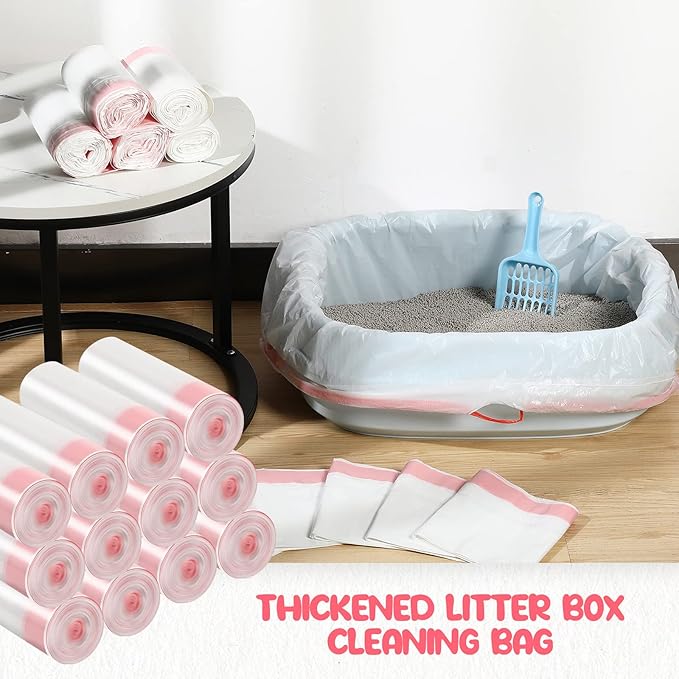 120 Count Large Cat Litter Box Liners 31 x 18 Inch Drawstring Cat Litter Bags Liners Cat Litter Pan Liner Portable Cat Liners for Pets Cats Litter Box