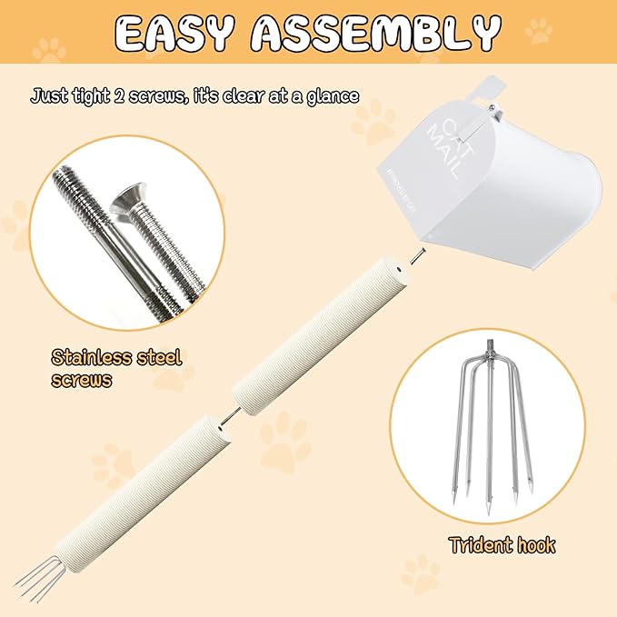 40in Outdoor Cat Scratching Post,Cat Toys for Outdoor Steel Mailbox In-Ground with PVC Sisal Post (White)