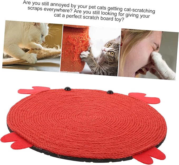 SUPVOX Cat Scratching Post Cat Lounge Pet Pad Kitten Sisal Scratcher Small Cat Toys Sisal Cat Scratcher Cat Grinding Claws Mat Grinding Claws Pad Floor Rugs Red Box Mat Sisal Rope The Cat