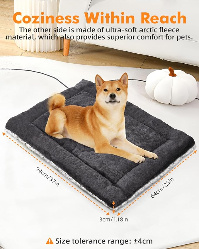 Self Warming Cat Bed 37 x 25.6 in - Cat Beds for Indoor Outdoor Cats and Dogs, Machine Washable Cat Heating Pad, 2 in Thickened Pet Heating Pad for Cats & Dogs, Double Side Premium Soft
