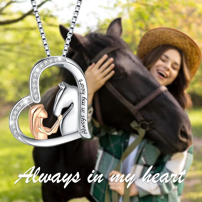 925 Sterling Silver Pig/Koala/Frog/Cat Horse Necklace I Love You to the Moon and Back Cute Animal Love Heart Moon Pendant Necklaces Jewelry Birthday Gifts for Women Best Friends