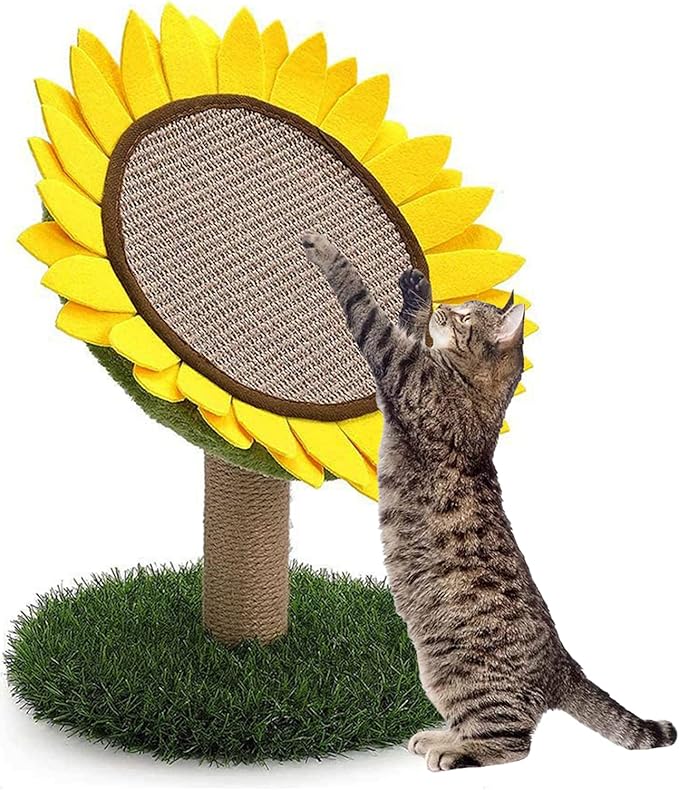 BNOSDM Sunflower Cat Scratching Post for Indoor Kitty Sisal Scratcher Posts Cat Tree Interactive Activity Tree Tower Furniture Cute Scratch Board for Small Cats and Kittens