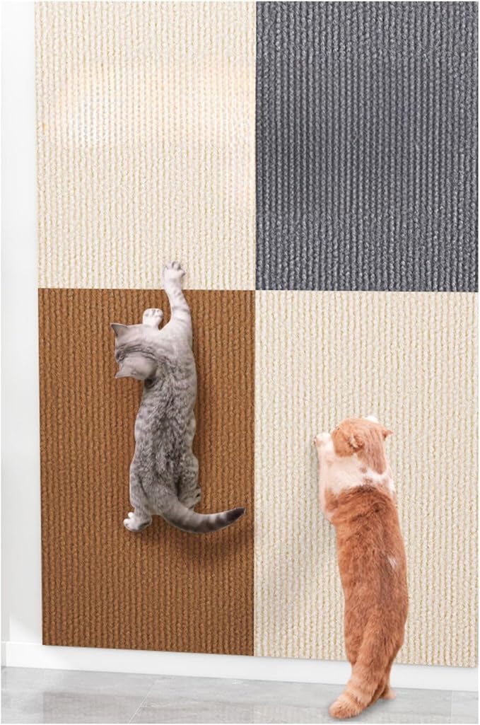Cat Scratch Mat (6-Pack 2 per Color, 3 Colors), 23.6’’ x 11.8’’ Versatile Self-Adhesive Replacement Easy Use for Cat Trees, Cat Wall Furniture, Scratching Posts, and Couch Protection