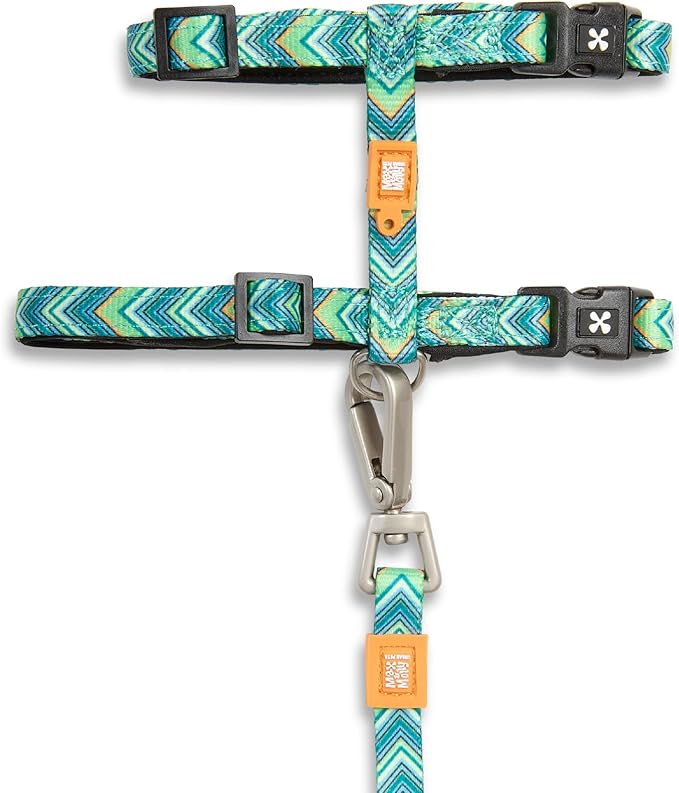 Max and Molly Adjustable Cat Harness and Leash Set - Escape-Proof Cat Harness with Leash for Outdoor Walking and Exploring - Soft Padded Material (Vintage Chevron)