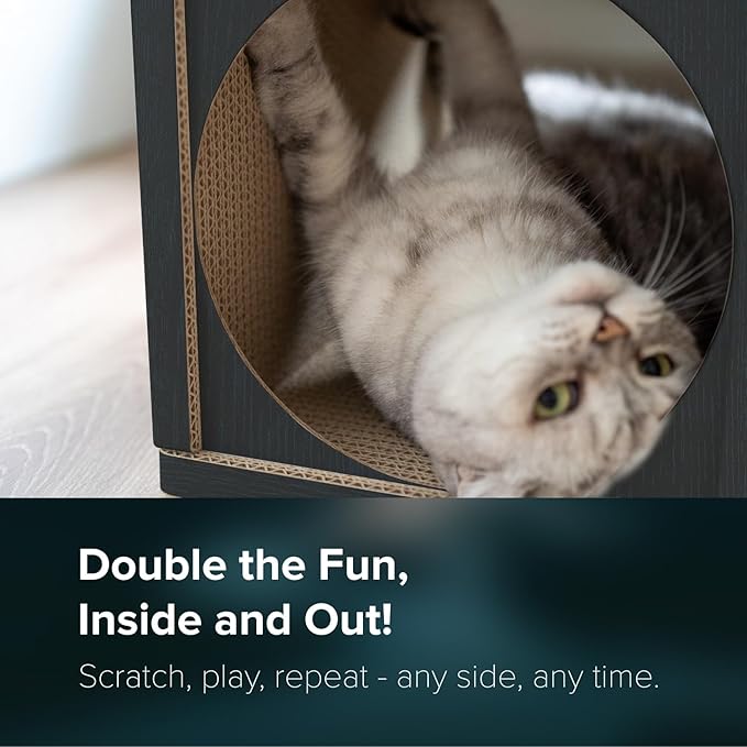 Cat Scratcher Tunnel, cardboard cat house, scratching post for Indoor cats, 360 degree comfort, durable design, odor-free, easy assembly, perfect for playful kittens and adult cats, blackwood