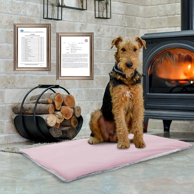 Rest-Eazzzy Cat Heating Pad, Cat Bed with Removable Cover Heated Cat Bed 5 Level Timer and 5 Level Temperature, Cat Beds for Indoor Warming Mat for Cat Dog (Heat pad, Pure-Pink)