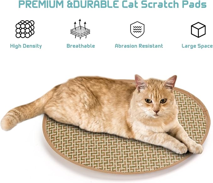 Round Cat Bed for Indoor Cats, Cat Basket Bed, Wicker Cat Donut Beds, Cooling Cat Nest for Summer Sleeping, Washable Pet Pad for Cat Scratching,Grey with Scratching Pad