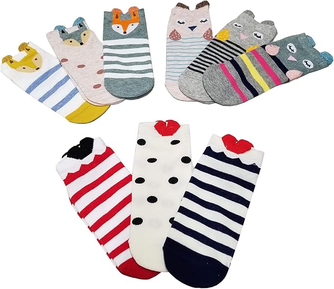 9 Pairs of Women's Socks Cute & Funny Animal Cotton Socks