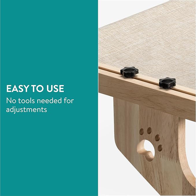 Navaris Cat Window Perch for Large Cats - Heavy Duty Wooden Cat Window Hammock, Cat Window Seat for Indoor Cats, Cat Window Shelf, Cat Bed for Window Sill, Bedside, Drawer, and Other Furnitures