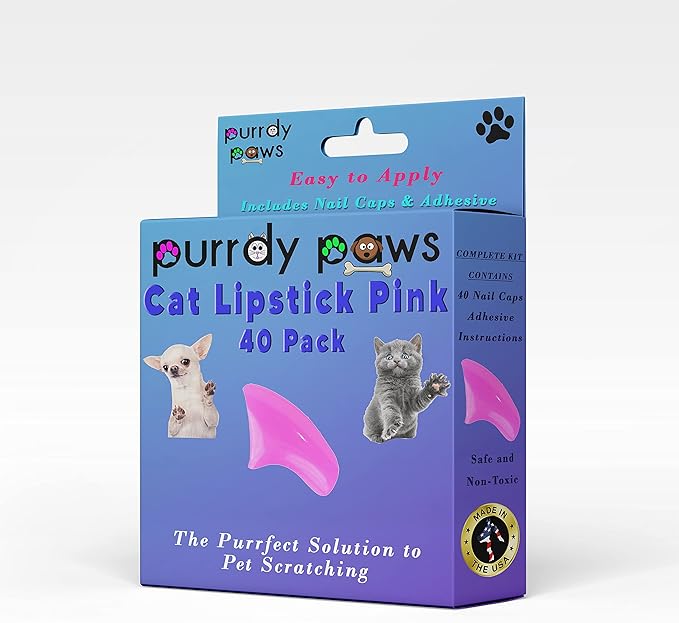 40 Pack Soft Nail Caps for Cat Claws Lipstick Pink Medium