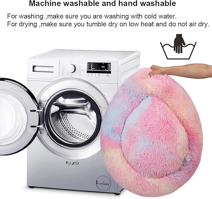 Nisrada Dog Bed for Small Medium Large Dogs, 27 inch Calming Dogs Bed, Washable-Round Cozy Soft Pet Bed for Puppy and Kitten with Slip-Resistant Bottom