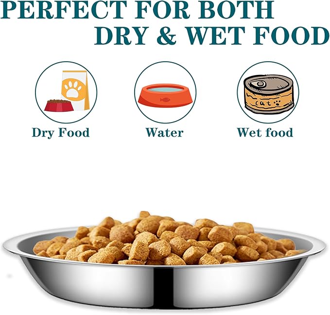 5Packs Cat-Bowls Cat Food Bowl - 6.1 Inch Stainless Steel Cat Food Bowl for Indoor Cats Shallow and Wide Cat Wet Food Bowl Pet Feeding Bowl Whisker Fatigue Relief Cat Bowl for Kitten Puppy Small Dog