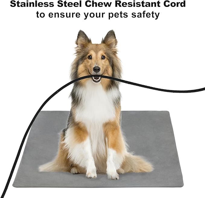 Pet Heating Pad 6 Adjustable Temperature Cat Heating Pad with Timer Waterproof Dog Heated Pet Mat Indoor Electric Heated Cat Bed Washable Heated Pet Pad for Pets Cats Dogs with Chew Resistant Cord