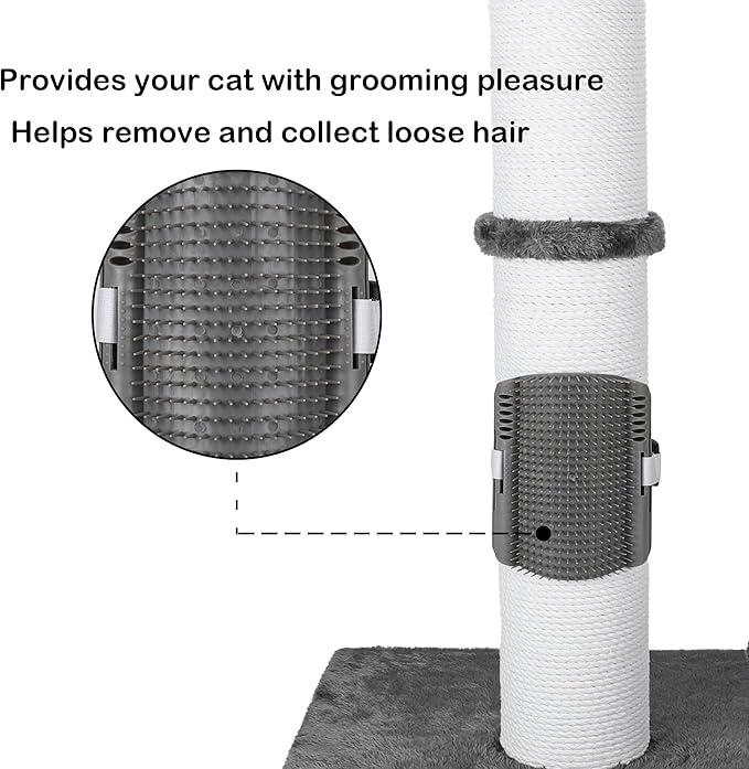 34 Inches Cat Scratching Post Heavy Duty and Thicker Cat Self Grooming with Hanging Toys and Sturdy Handmade Rope, Grey