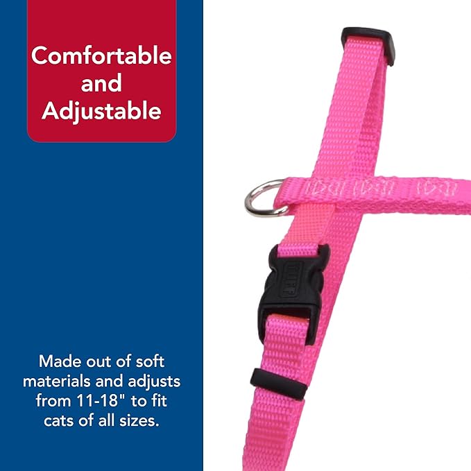 Coastal Pet Figure "H" Adjustable Cat Harness - Outdoor Cat Supply - Comfortable for Cats - Secure Snap-Lock Buckles - Black, 3/8" x 10"-18"