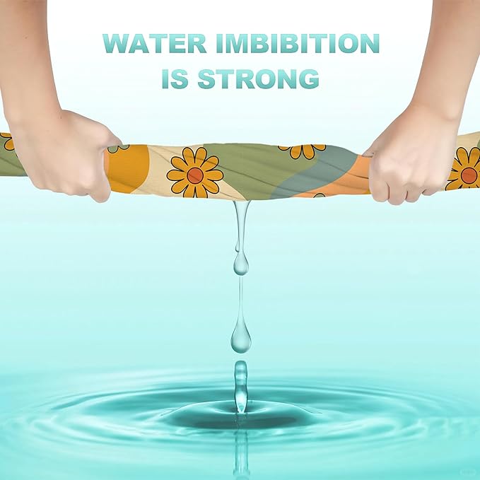 2 Pack Hand Bath Towel,Retro 70s Groovy Flower Hippie Fingertip Towel Bathtub Decorative Bath Towel Bathroom Kitchen Towel Set Highly Absorbent SPA Gym Towels 14x28 Inch