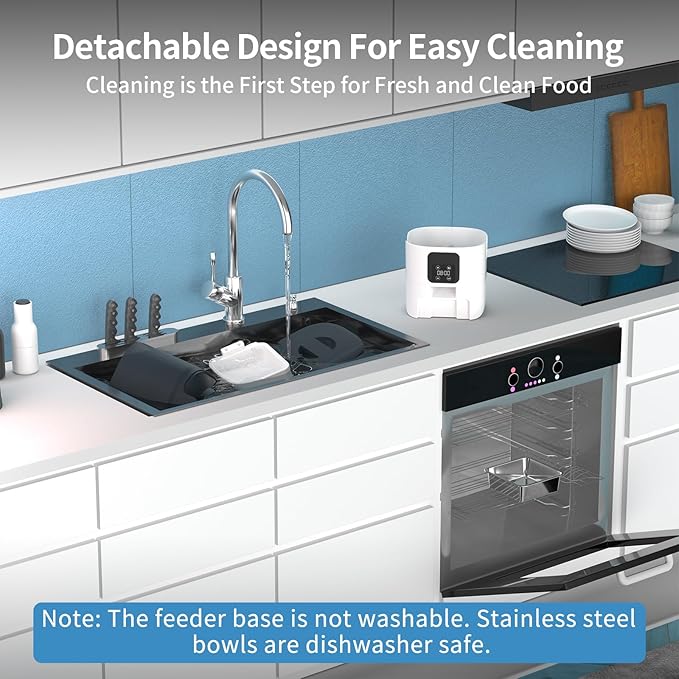 Automatic Cat Feeders with 6L Large Capacity Food Storage: Timed Pet Feeders with Programmable Feeding Schedule, Detachable for Easy Clean, Up to 36 Portions Per Day for Large Dog (25 Cup)