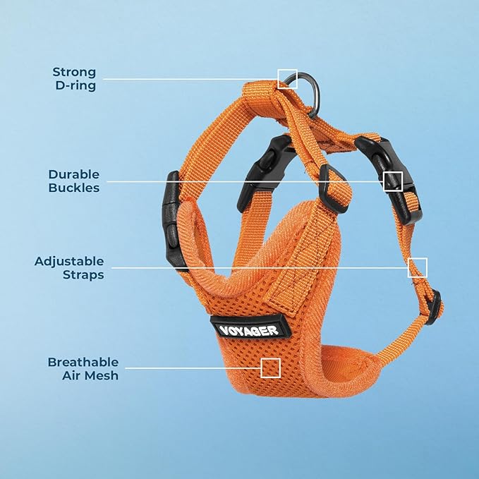 Voyager Step-in Lock Pet Harness - All Weather Mesh, Adjustable Step in Harness for Cats and Dogs by Best Pet Supplies - Orange, S
