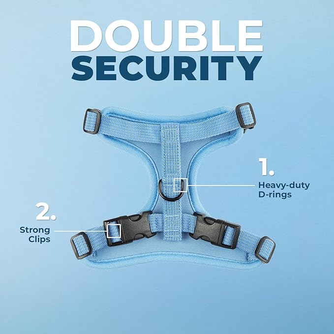 Voyager Escape Proof Cat Harness and Leash Set with Reflective Stitching, Neoprene Handle 5ft - Supports Small, Medium and Large Cats, Kittens for Walking by Best Pet Supplies - Baby Blue, XXXS