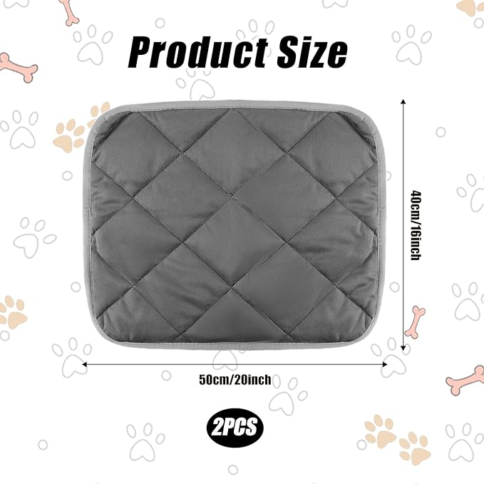 2pcs Self Heating Cat Mat, 16x20 Inch Self Heating Pet Pad Heat Reflective Soft Layer Warming Cat Bed Mat Non Skid Cat Thermal Pads for Cat Puppy Rabbit in Winter (Gray)