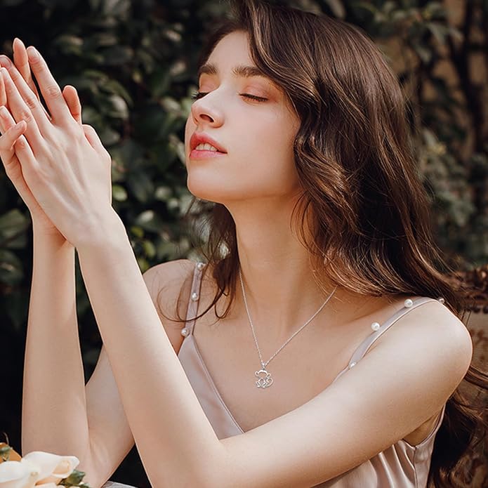 Animal Necklace for Women Girls 925 Sterling Silver Cat/Dog/Monkey/Sloth Pendant Necklace Cute Animal Jewelry Gift for Women Girls