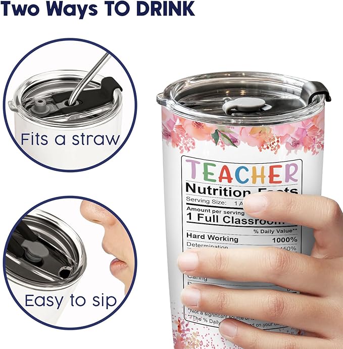 34HD Teacher Tumbler with Lid, 20oz Stainless Steel Coach Life Mug, It Takes Big Heart To Shape Little Minds Cup, Unique Gifts for Teacher Appreciation Birthday Christmas School