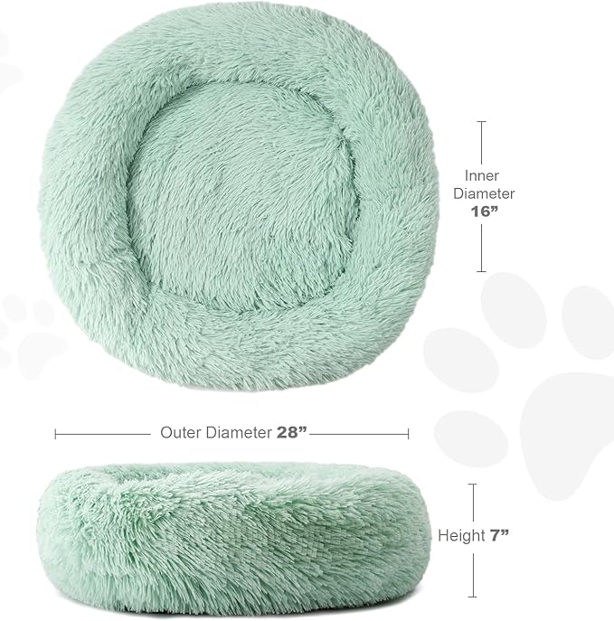 Aurako Cat Bed Dog Bed Round Cushion Pet Bed Mat Ultra Soft Plush Donut Sofa Comfortable Pillow Machine Washable Pet Cuddle Beds for Kitten Small Medium Large Dogs Cats 28" Green