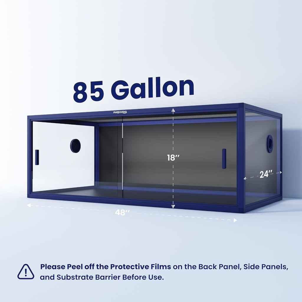 85 Gallon Snake Enclosure, Front Opening Reptile Tank for Easy Maintenance, Reptile Terrarium with Top Screen Ventilation 48''x24''x18''