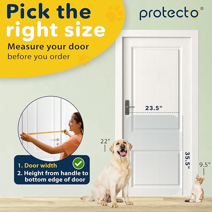 PROTECTO Door Protector from Dog Scratching, Cat Dog Scratch Door Protector, 35.5x15.5 Dog Door Scratch Protector for Indoors Outdoors, Easy Installation on Window Wall, Glass Door, Screen Door