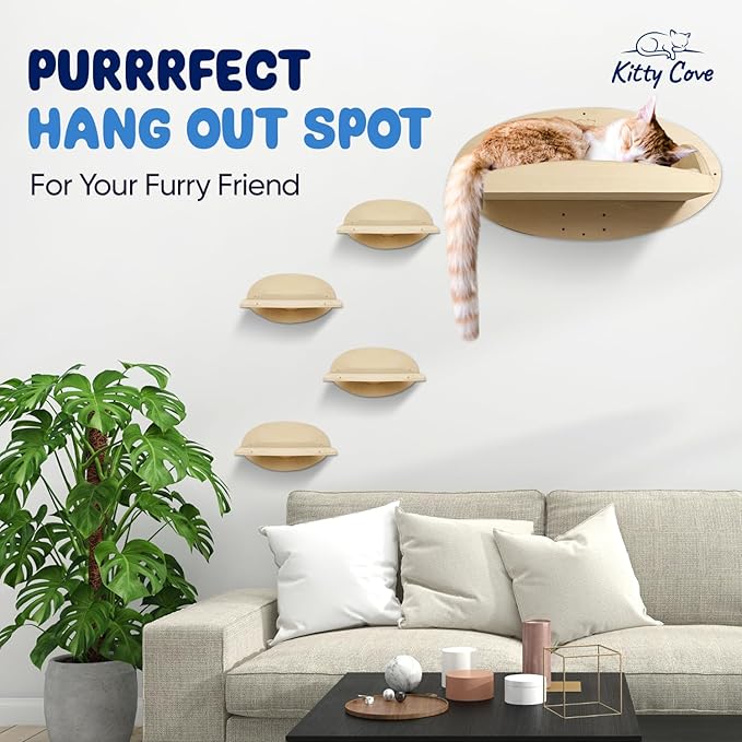 Cat Wall Shelves - Cat Shelf with Cozy Cushion, Sturdy Floating Shelf with Easy Install & Hardware | Perfect Cat Hammock for Wall - Comfy Cat Wall Furniture