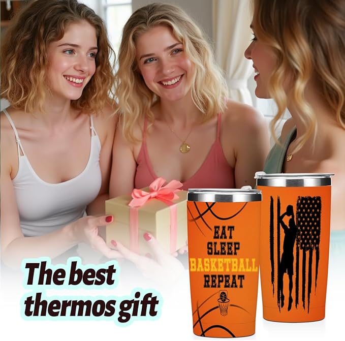 Basketball Accessories 20 oz Tumbler Insulated Tumblers, Basketball Training Stainless Steel Tumbler Travel Cup, Coffee Cups for Cold Hot Drinks Sports Gifts for Dad Boyfriend Husband Uncle Brother