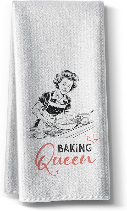 Baking Funny Queen Kitchen Towels,Cute Hand Dishcloth, 16 X 24 Inch Dish DéCor,Joked Bar Baking Flour Sack,Absorbent Tea Towel ,Sweet Gifts For Lover Mom Hostess Women New Home Housewarming Friend