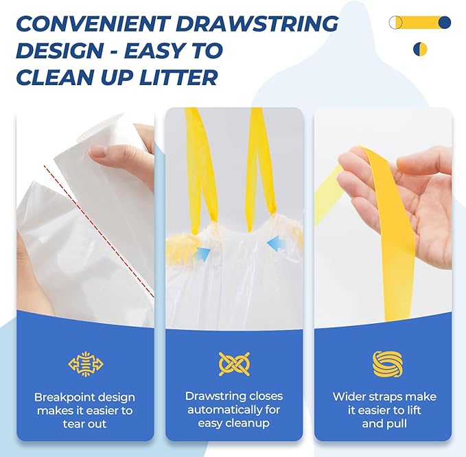 40 Count Large Cat Litter Box Liners, 36" x 18" Jumbo Heavy Duty Liner Bags with Drawstring, Scratch-Resistant, Leak Proof, Pet Kitty Pan Trays Waste Bags