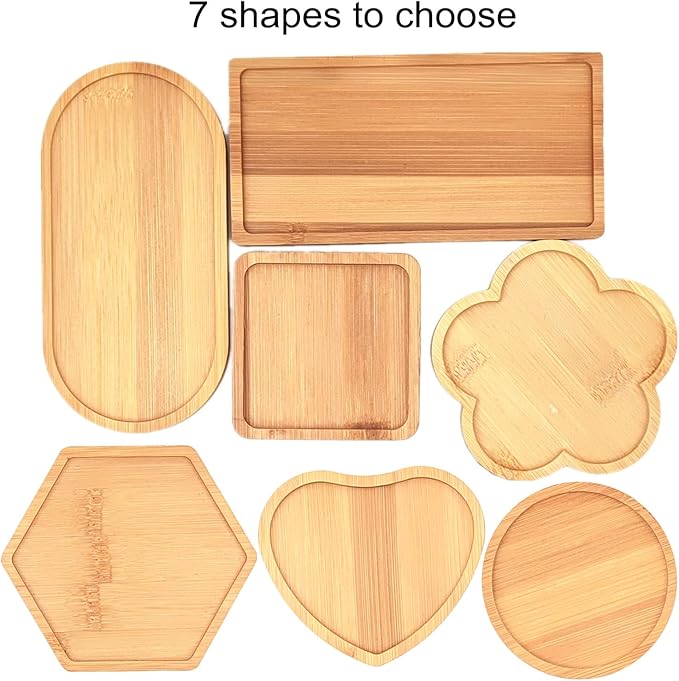 4PCS Mosaic Bamboo Coasters for Crafts, Blank Base Trays, Drinking Cup Coaster, Plant Coaster, Art Plate,DIY Mosaic Supplies (Heart)