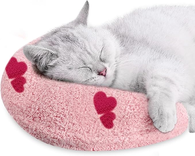 ucho Cats Kitten Pillow Cat Nap Plush, Kitty Purr Soothing Plush Cat Toy,Soft Fluffy Warming Pillow, Pet Calming Toy for Joint Relief Sleeping Improve (Pink)