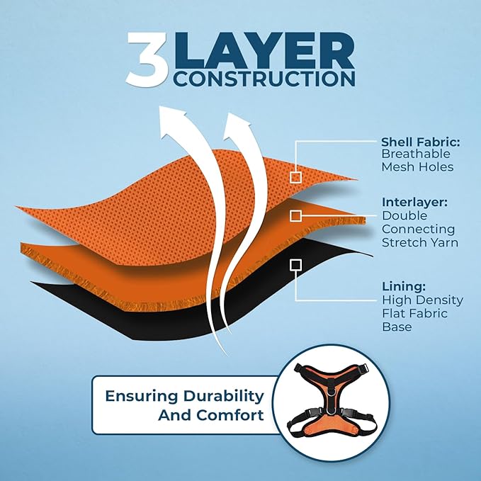 Voyager Step-in Lock Pet Harness - All Weather Mesh, Adjustable Step in Harness for Cats and Dogs by Best Pet Supplies - Orange/Black Trim, XS