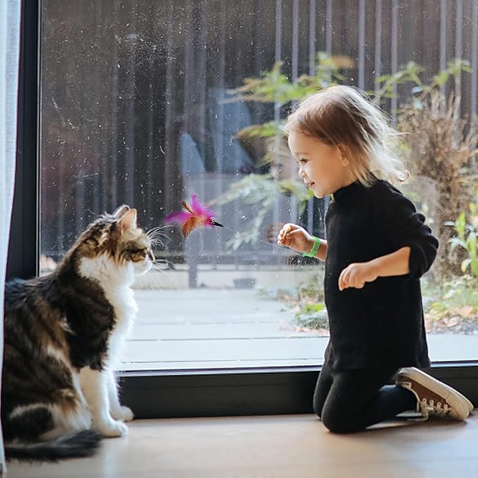 3PCS Cat Collar Teasing Wand, Cat Collar Toys, Silicone Adjustable Cat Feather Collar Toys with Bell Cat Interactive Teaser Toys for Indoor Cat Kittens Playing Exercise