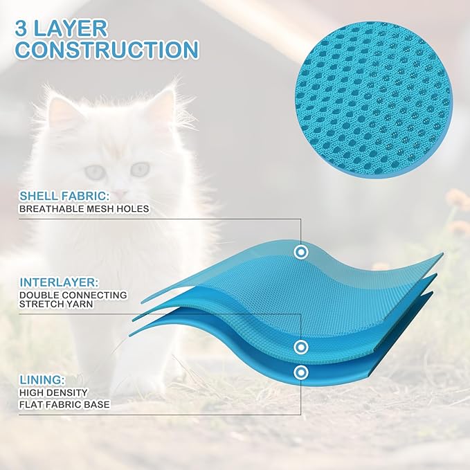 MoNiBloom Soft Cat Harness for Walking Escape Proof and Travel, Kitten Adjustable Breathable Vest Harness - Sky Blue, S