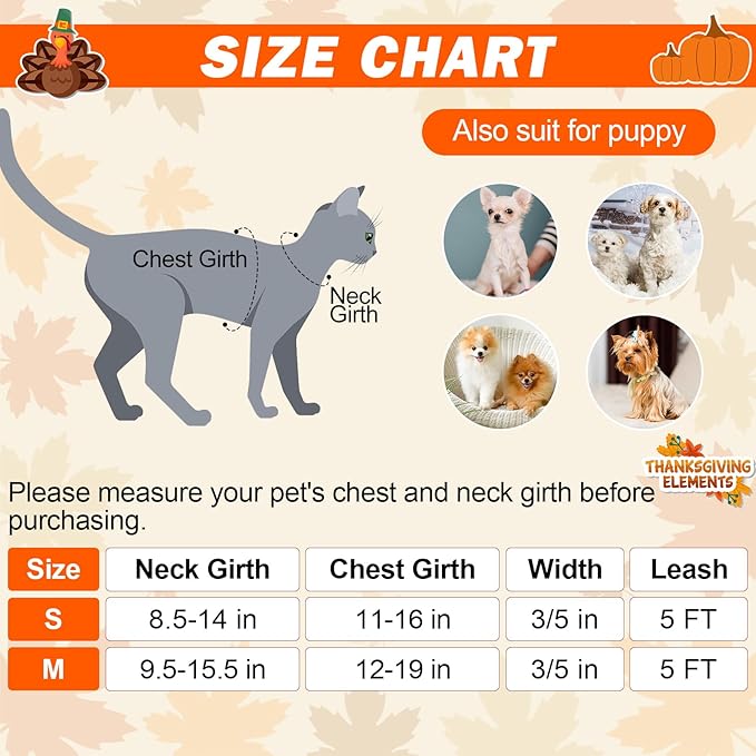 BEAUTYZOO Cat Harness and Leash Set for Walking Escape Proof, Neck Release Adjustable Harness for Kitten Puppy Small Medium Large Cats, Soft Cute Easy Control Small Cat Harness for Cats Boy and Girls