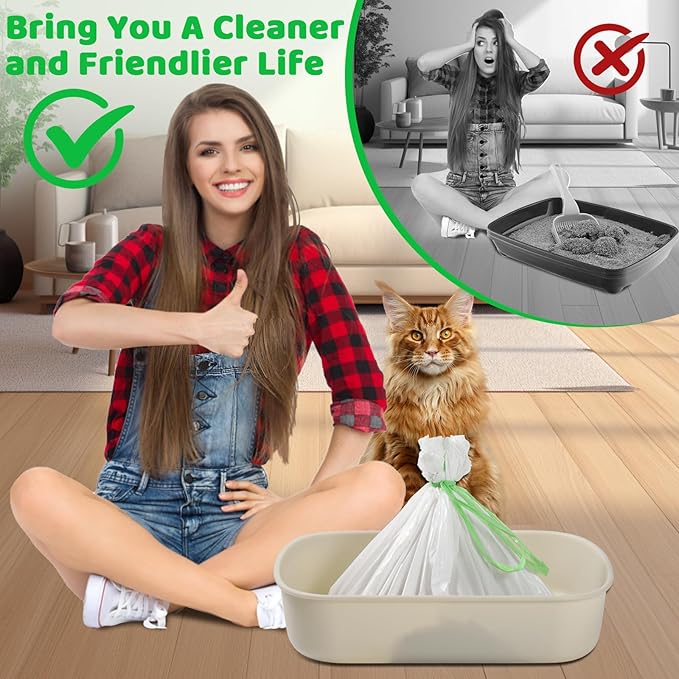 30 Litter Box Liners Jumbo 3MIL Thicken Cat Litter Bags Tear Resistant Litter Liners Heavy Duty Cat Pan Liners Extra Large Kitty Litter Box Bag Disposable Cat Supplies for Easy Cleanup 37" x 18"