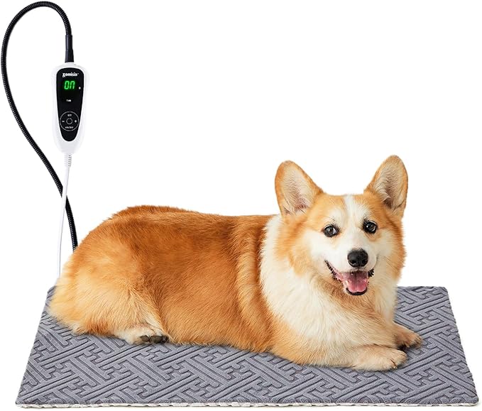 Dog Heating Pad 28x18 Inch - 11 Adjustable Temperature and 25 Timer Options, Heated Dog Bed Indoor Waterproof with Chew-Resistant Cord for Large Dogs