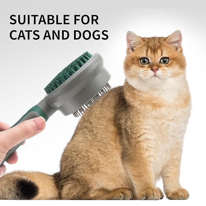 2in1 Silicone Brush for Cat and Dog Grooming - Soft Rubber Pins for Bathing, Massaging, Deshedding and Detangling Long-Haired Pets