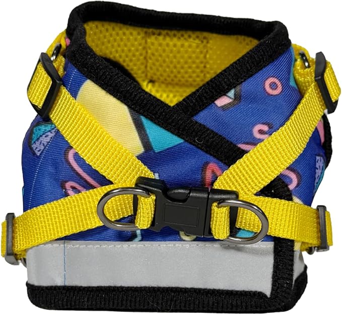 Travel Cat Harness and Leash Set - Adjustable Fit Mesh Cat Harness and Reflective Strap - Comfort Escape Proof Harness for Cats, Kitten for Outdoor Walking, Hiking (Large, 90s Cat)