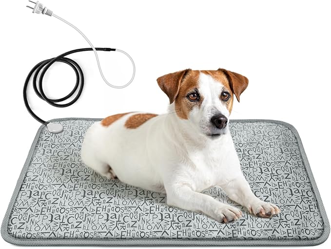 Dog Heating Pad, Pet Heated Mats Puppy Heating Pad for Winter, Whelping Box,Waterproof Heated Pet Bed Mat for Dogs with Chew Resistant Steel Cord(Letter, 28 * 18in)