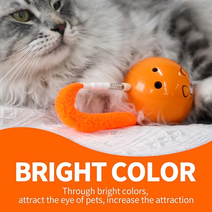 ALL FOR PAWS Interactive Cat Ball Toy (Orange)