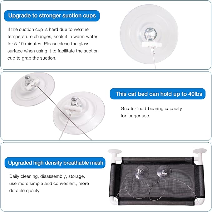 Cat Window Perch,Cat Window Hammock for Indoor Cats,Easy to Adjust Suction Cup Cat Bed for Window,Cat Shelf Cat Couch for Large Cats